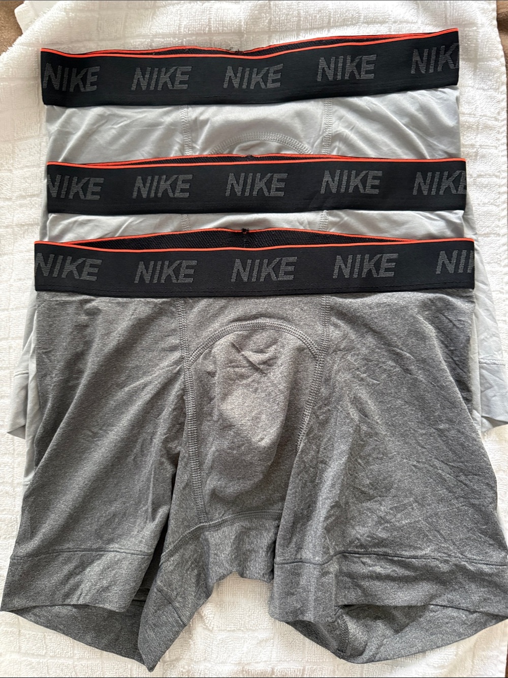 Nike Men's Boxer Briefs in Gray with Black Waistband and Red Trim (3 Pack)
